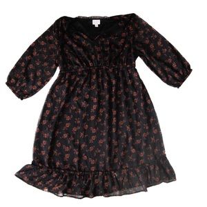 Isabel Maternity Black and Orange Flower Dress